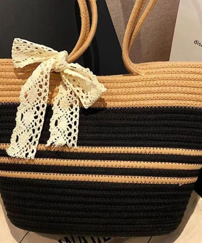 Skinny Scarf Decor tote Straw handbag.