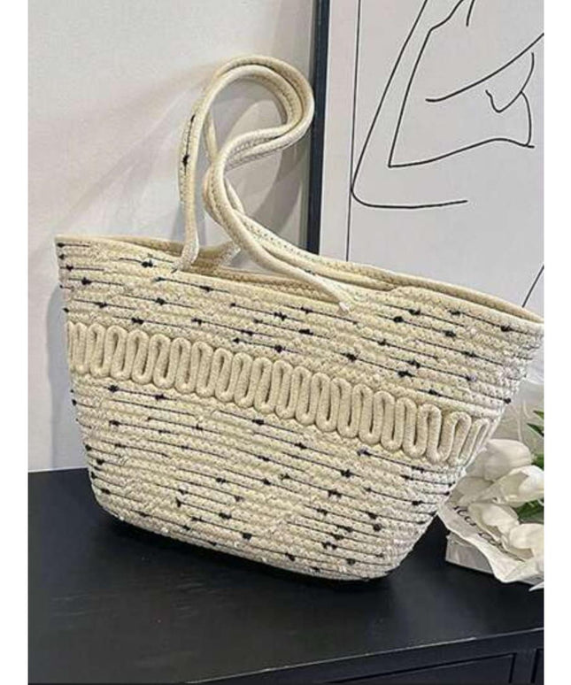 Woven Tote Bag Soft Rope Casual Handbag.