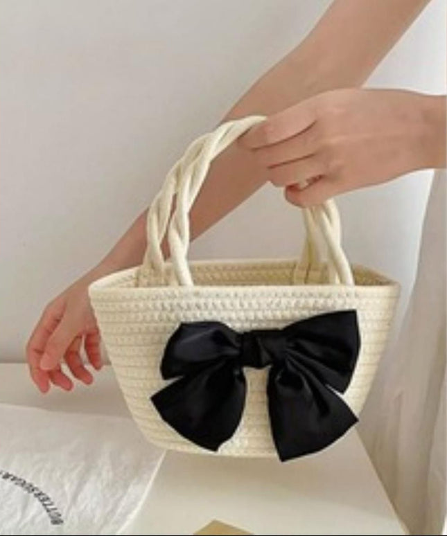 Bowknot Straw Beach Woven Handbag.