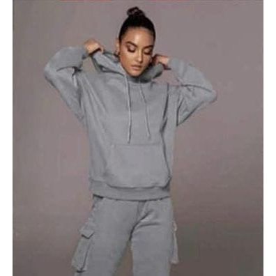 2 Piece Set Tracksuit Pocket Hoodies Sweatpants Suit.