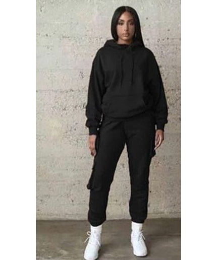 2 Piece Set Tracksuit Pocket Hoodies Sweatpants Suit.