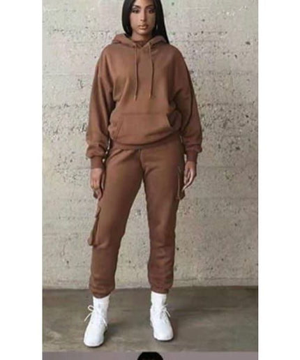 2 Piece Set Tracksuit Pocket Hoodies Sweatpants Suit.