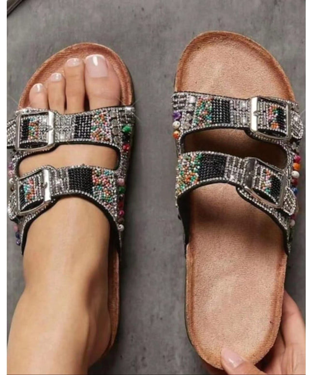 Beaded Rhinestone Decor Slides.