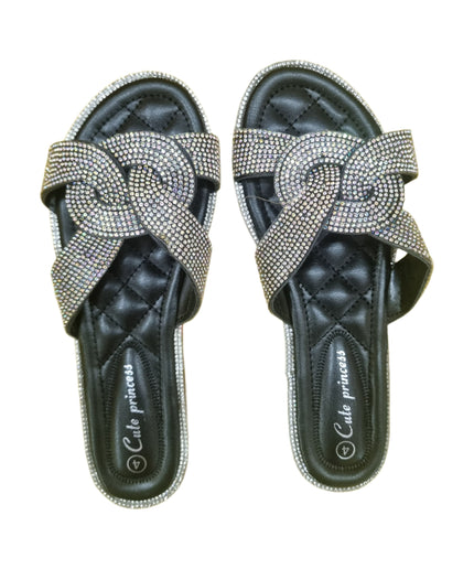 Embellished Slip On Sandals.