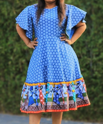 Short sleeve Printed Traditional Dress.