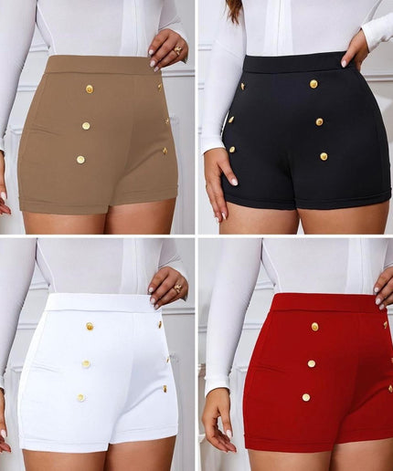 Casual Slim Fit Shorts With Double-Breasted Design.