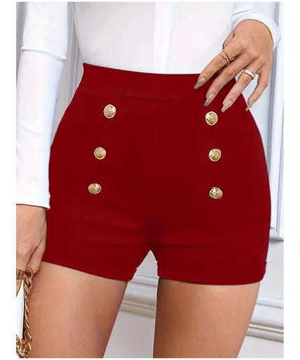 Casual Slim Fit Shorts With Double-Breasted Design.