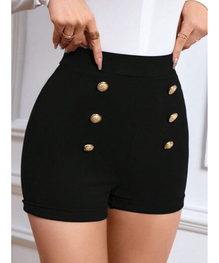 Casual Slim Fit Shorts With Double-Breasted Design.