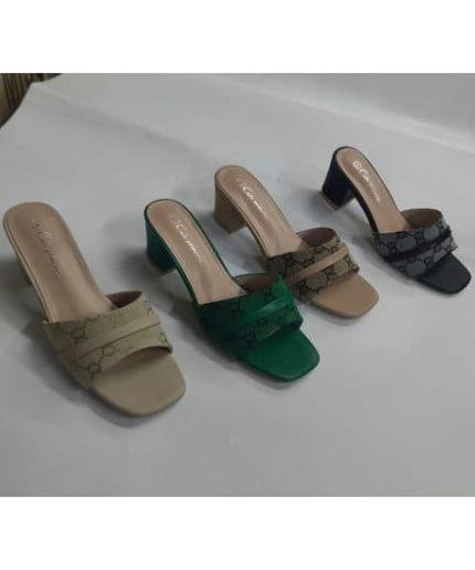 Genuine leather ladies low heel slippers.