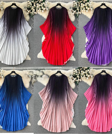 Plus Size High-End Elegant Ombre Pleated Maxi Dress