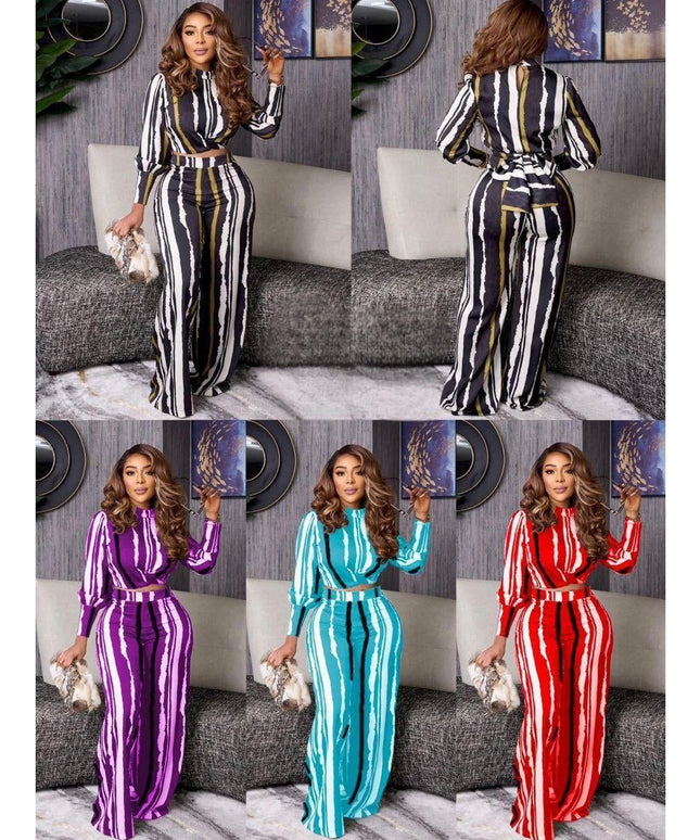 Plus Size Elegant Printed Two Piece Set.