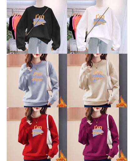 Round Neck Pullover Letter Printing Top Sweater.