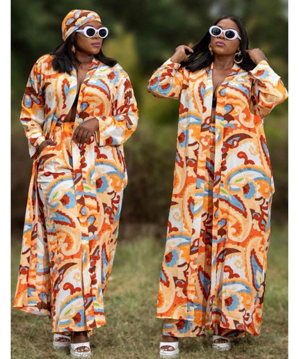 African Chiffon Dashiki Print Floral Two piece Set.