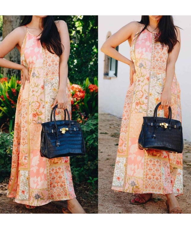 Summer Fashion Printed Neckless Sleeveless Dress.