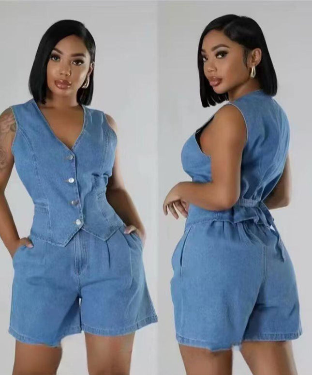 Women Fashion Denim two Piece Set.