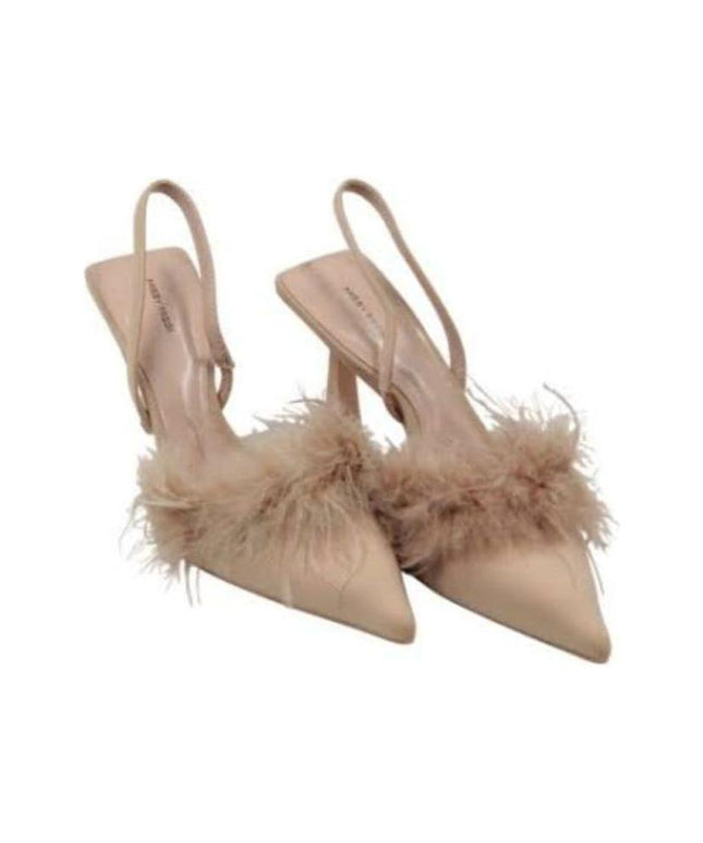 Fluffy Pointed Toe Slingback Pyramid Heel.