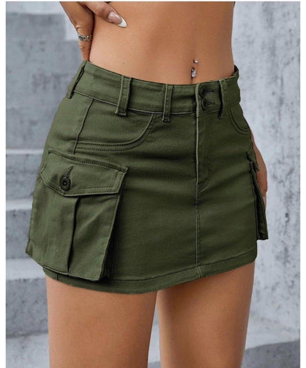 Side Pockets Mini Skirt