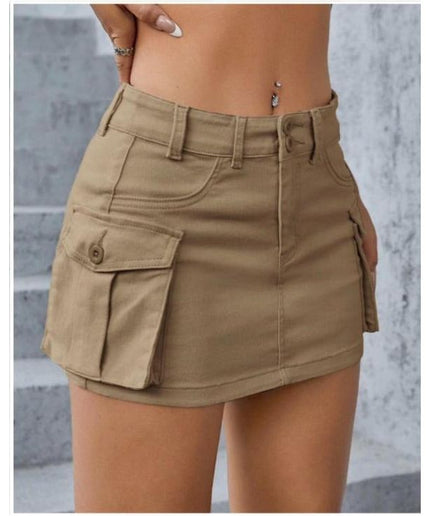 Side Pockets Mini Skirt