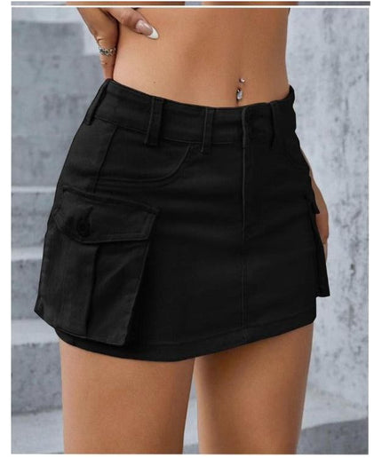 Side Pockets Mini Skirt