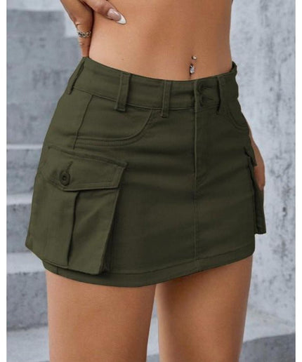 Side Pockets Mini Skirt