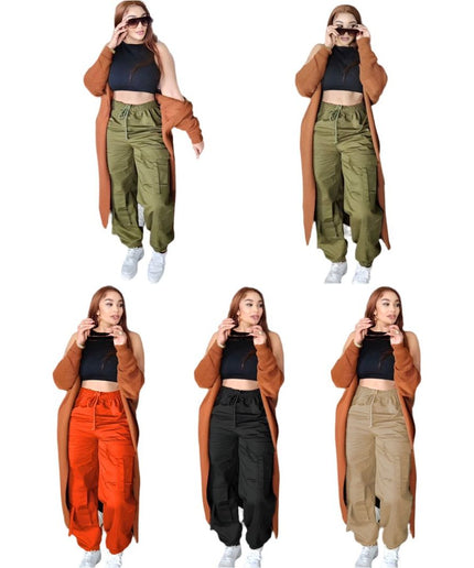 High Waisted Cargo Strap Pants