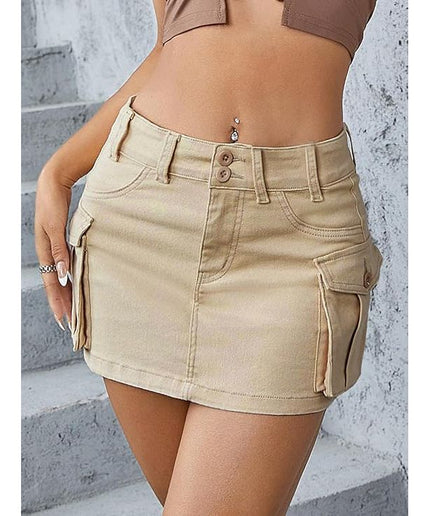 Side Pockets Mini Skirt