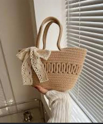 Scarf Decor Straw Bag