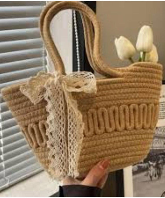 Scarf Decor Straw Bag