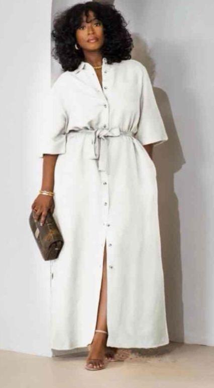 Turn Down Button Relaxed Shirt Dress