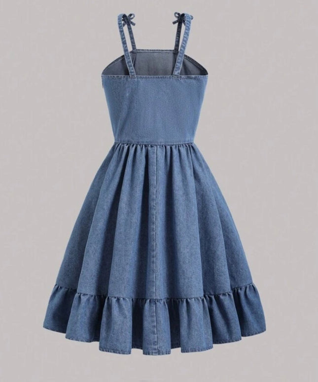 Adjustable Strap Backless Mini Jean Dress