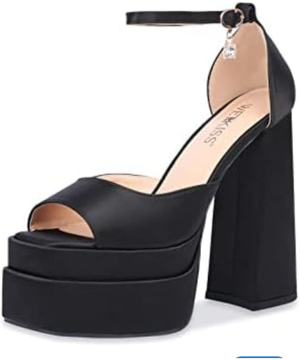 Chunky Heel and Ankle Strap Platform Heels