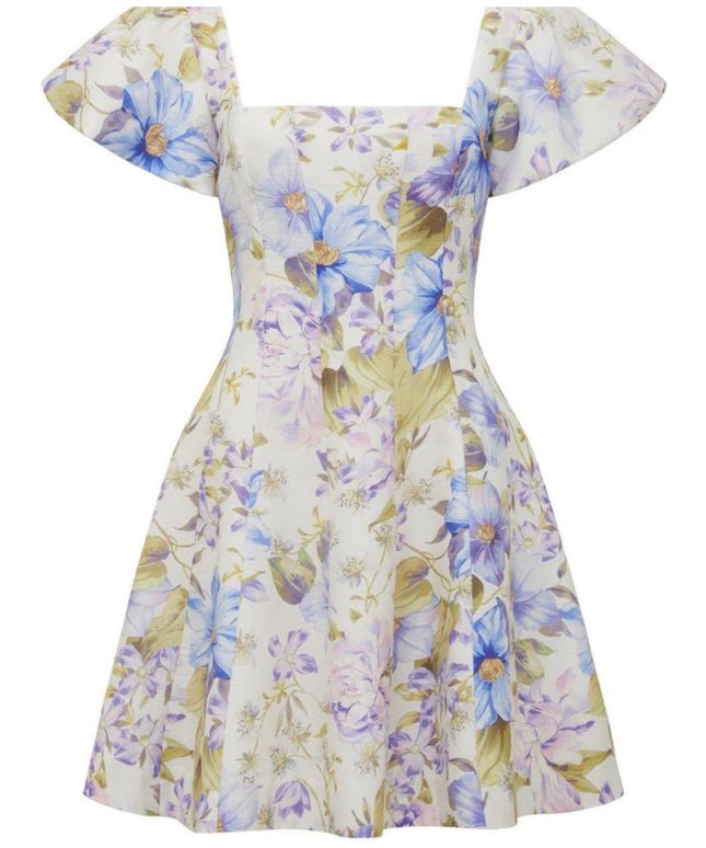 Floral Square Neck Mini Dress