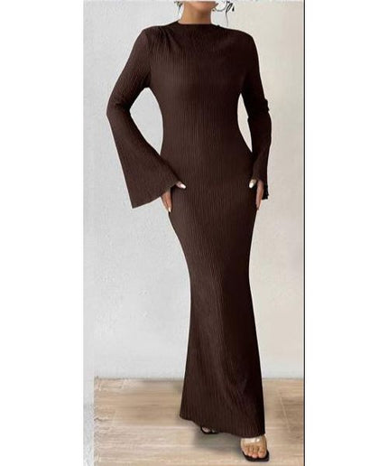 Knitted Round Neck Long Sleeve Bodycon Dress