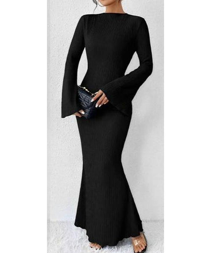 Knitted Round Neck Long Sleeve Bodycon Dress