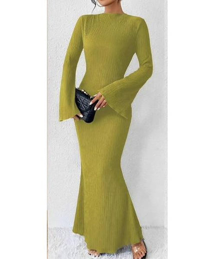 Knitted Round Neck Long Sleeve Bodycon Dress