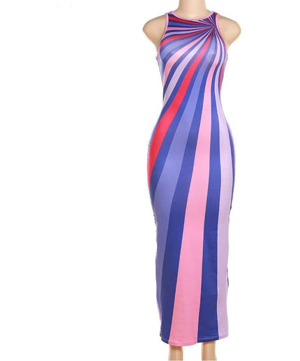 Rainbow colors Maxi Sleeveless Dress