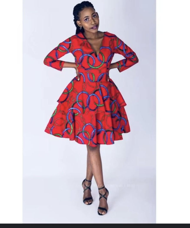 Cold Shoulder Mini Ankara Dress