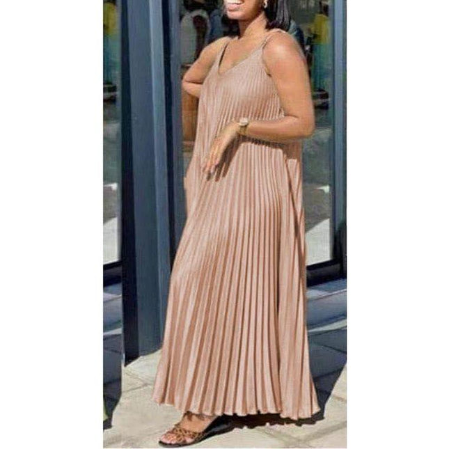 Pleated Sleeveless Maxi Dress