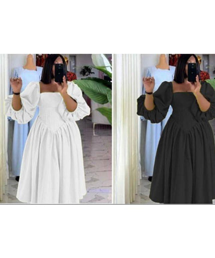 Pleated Elegant  Flared Sleeve Maxi Dress