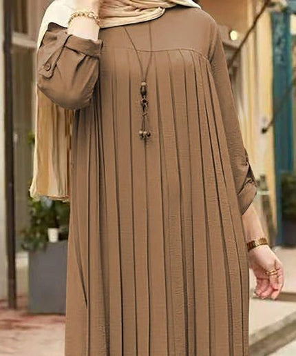 Elegant Long Sleeve Pleated Short Dress