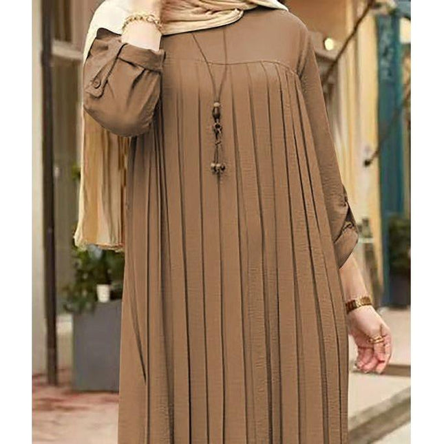 Elegant Long Sleeve Pleated Short Dress