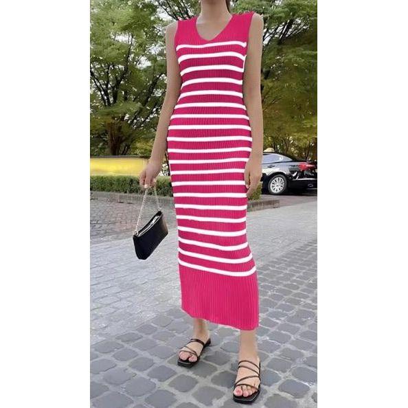 Knitted V-Neck  Sleeveless Dress