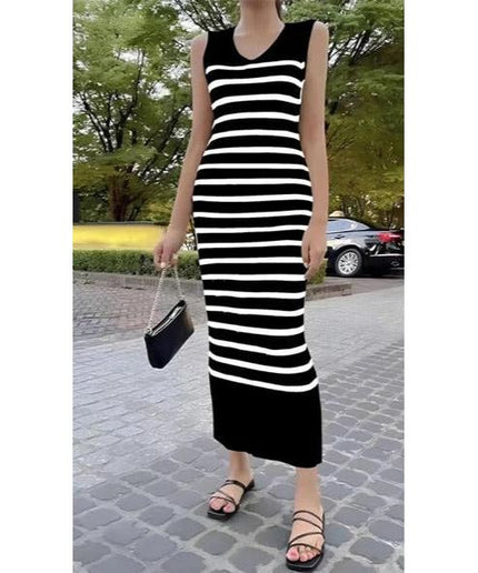 Knitted V-Neck  Sleeveless Dress