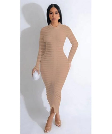 Vintage Long Sleeve Bodycon Dress