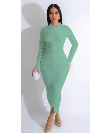 Vintage Long Sleeve Bodycon Dress