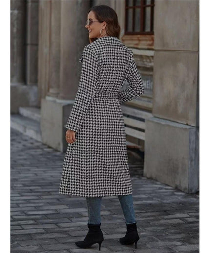 Plaid Print Belted Overcoat