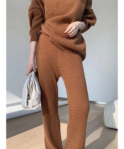 Knitted Sweater and Wide Pant Set