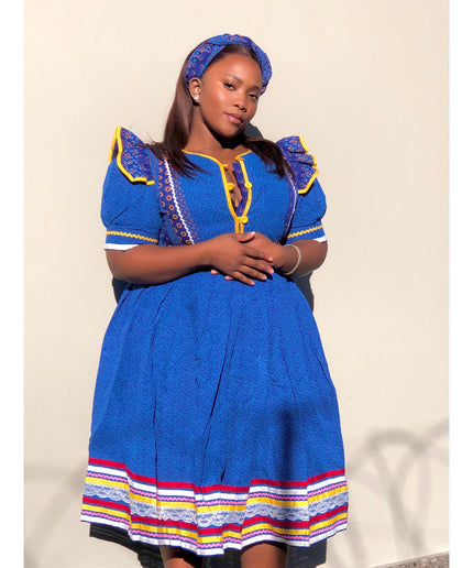 Button Detailed Plus-Size Ankara Dress