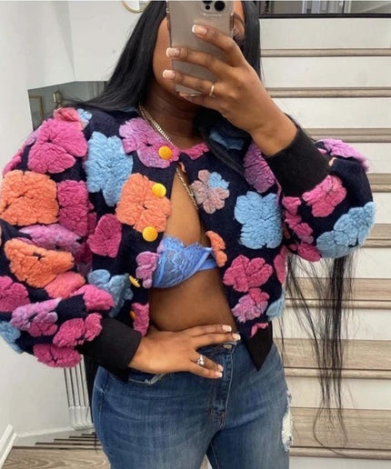 Flower Embraided Crop Jacket