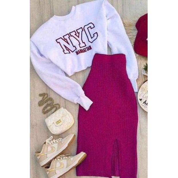 Vintage NYC Crop Top & Skirt Set